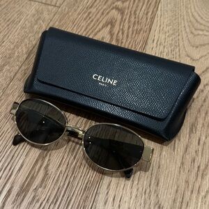 Celine Gold Metal Sunglasses with Black Case